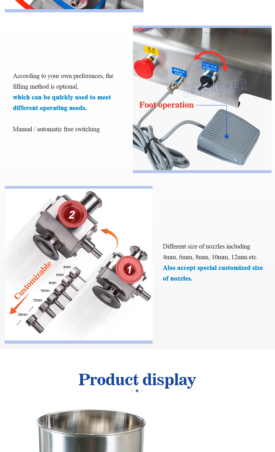 Semi automatic ice cream water liquid honey juice sauce soft drink tomato paste filling machine